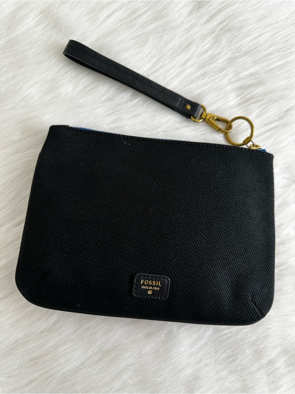Fossil Textured Canvas Zipper Top Cosmetic Bag